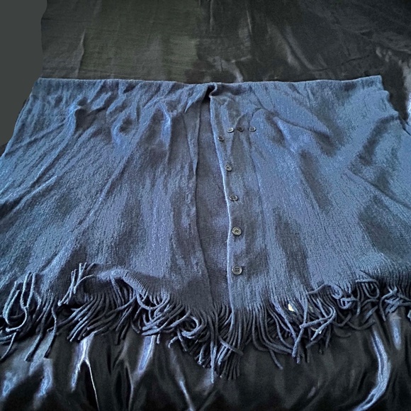 CAPE, MULTIFUNCTIONAL, BLUE, SZ WOMEN ONE SIZE, FRINGE ACCENTS, ACRYLIC, - Picture 11 of 12